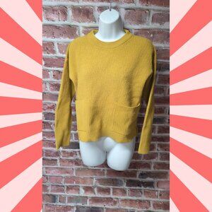 Madewell Women’s‎ Ribbed Knit Sweater Small Mustard Yellow Cotton Blend
